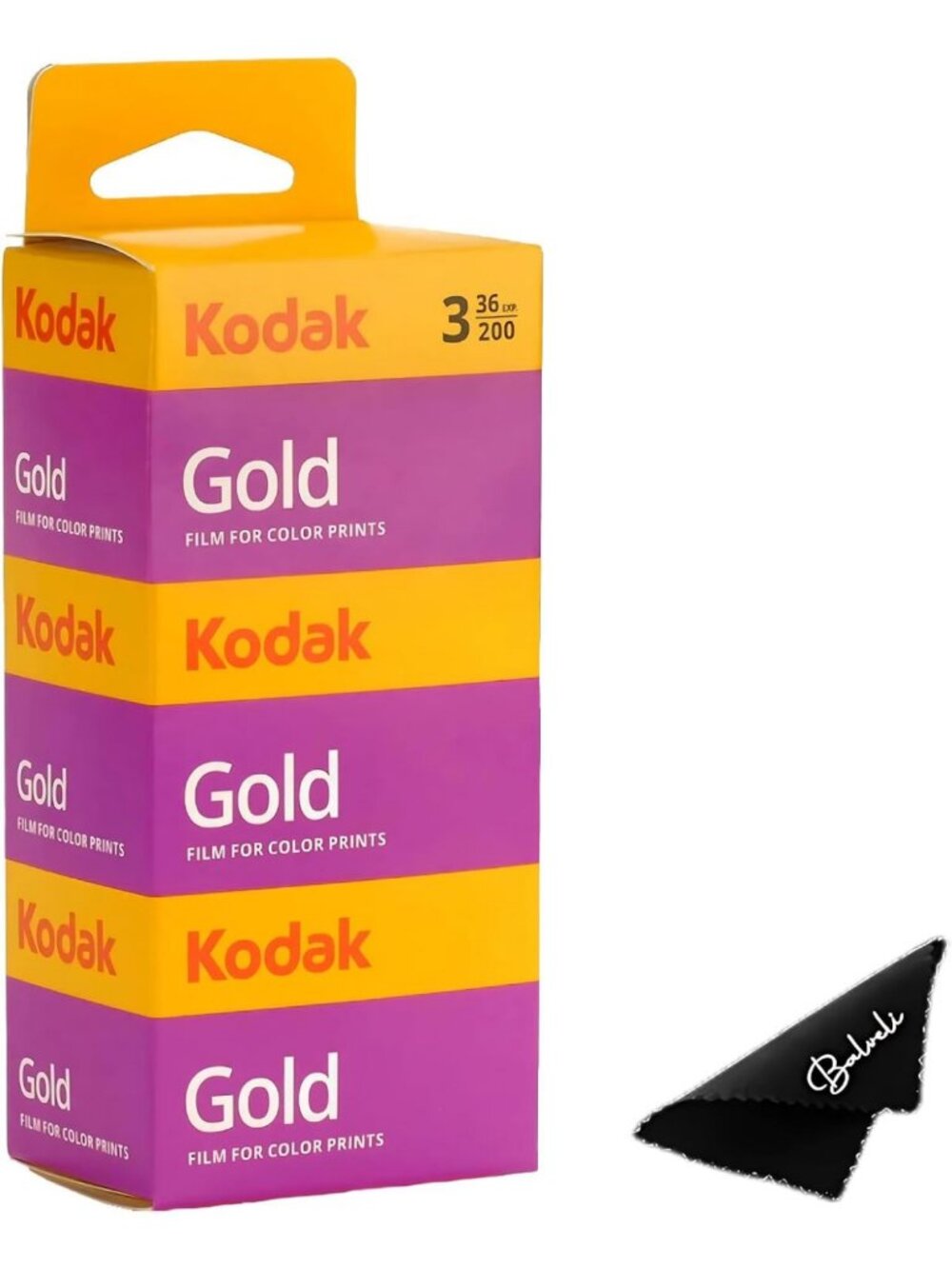 35mm Film Bundle - 3 Rolls Kodak Gold 200, 36 Exposures Each + Microfiber Cloth